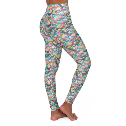 High Waisted Yoga Leggings “Pastry Clouds” All Over Print (AOP)