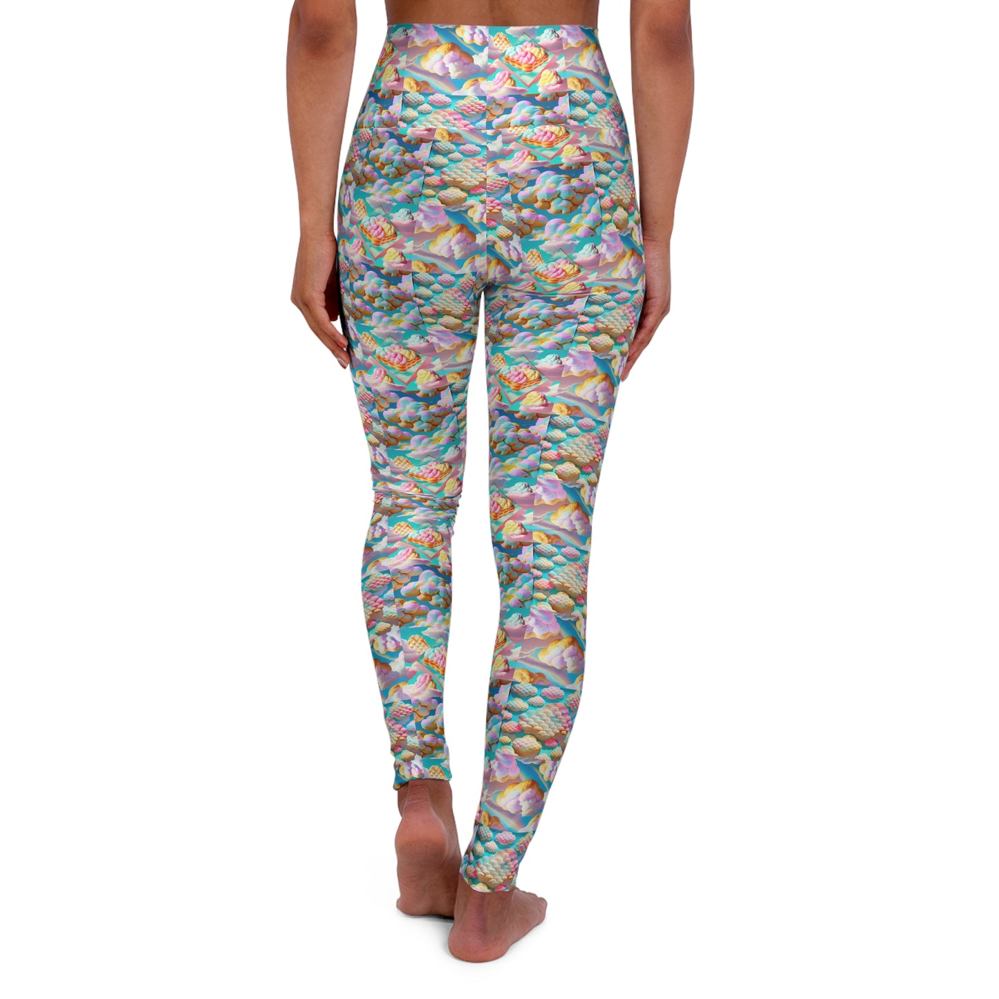 High Waisted Yoga Leggings “Pastry Clouds” All Over Print (AOP)