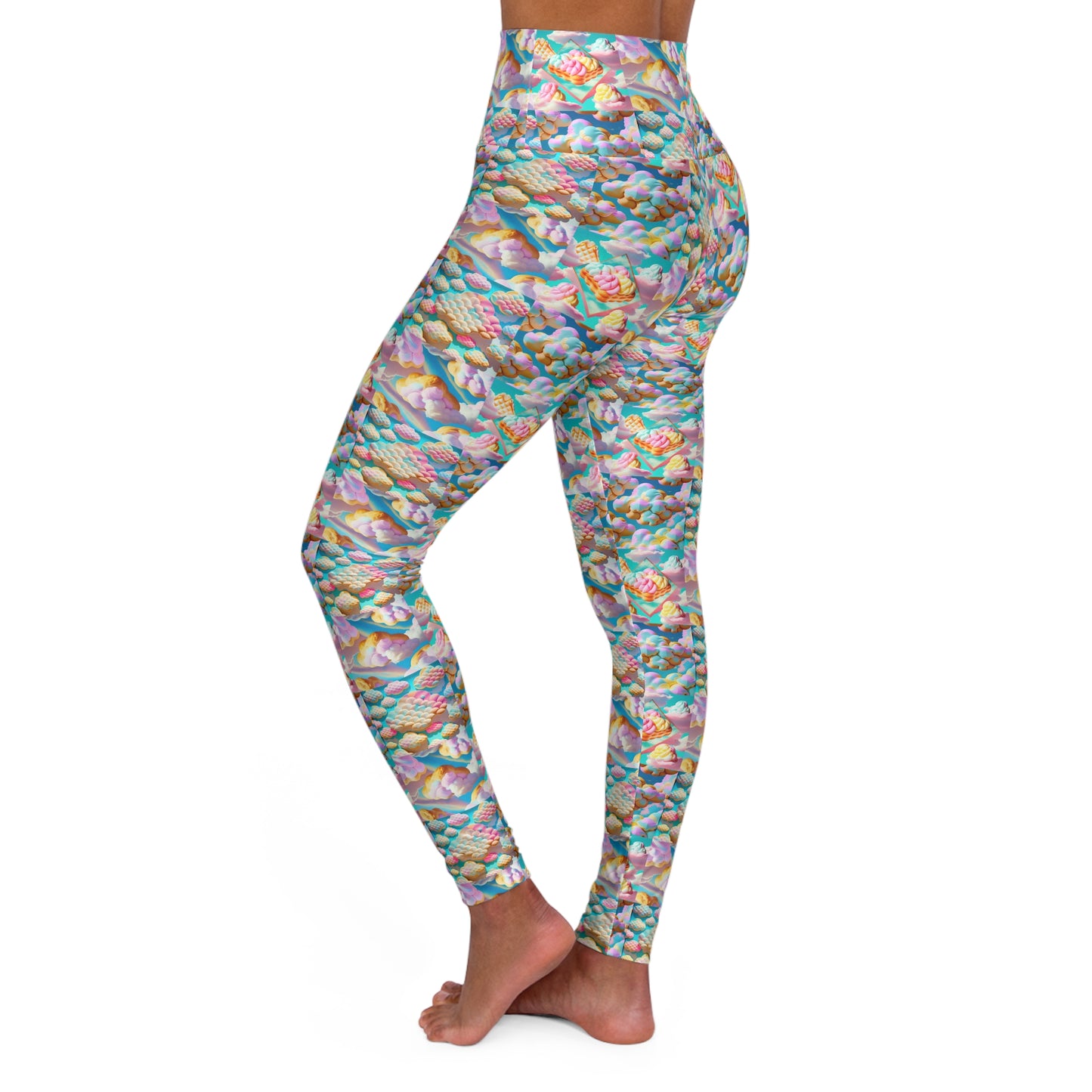 High Waisted Yoga Leggings “Pastry Clouds” All Over Print (AOP)