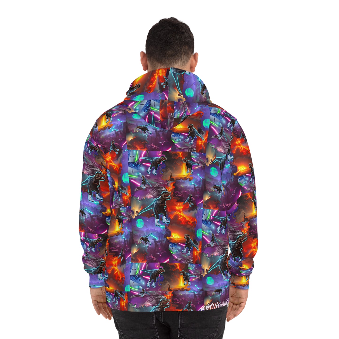 Fashion Hoodie “Ice Skating T-Rex” All Over Print (AOP)