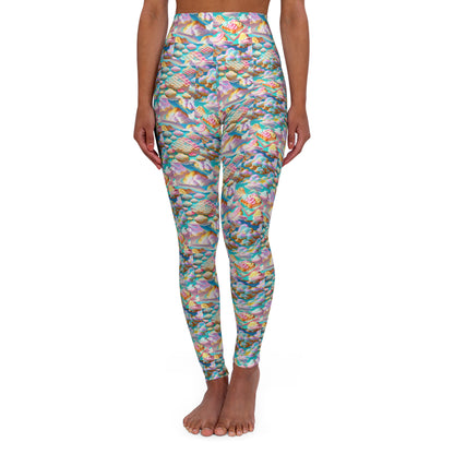 High Waisted Yoga Leggings “Pastry Clouds” All Over Print (AOP)