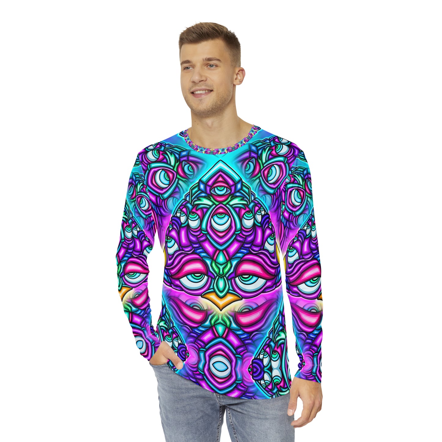 Men's Long Sleeve Shirt “Space Face” Series All Over Print (AOP)