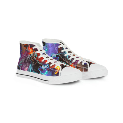 Men's High Top Sneakers “Ice Skating T-Rex”