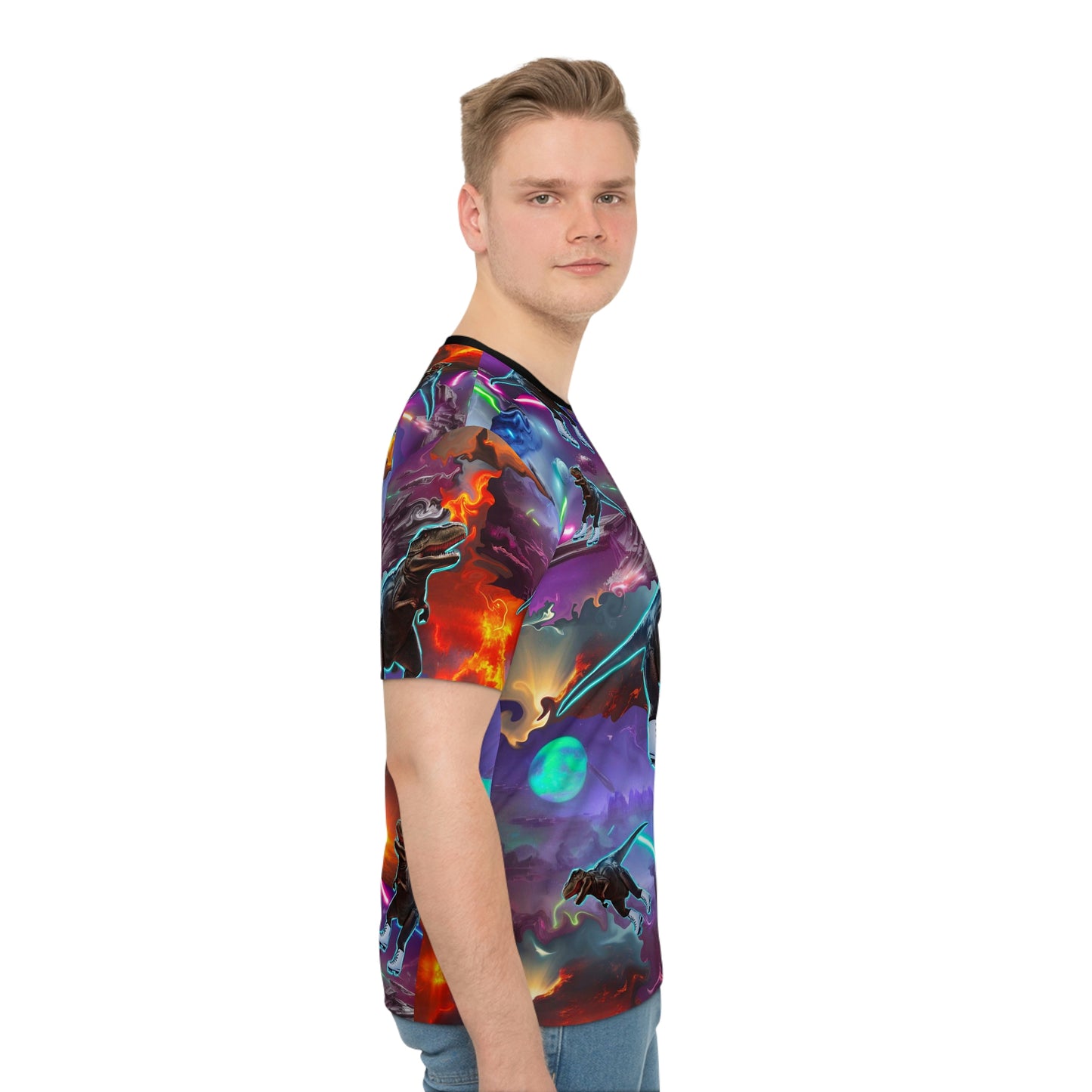 Men's Loose T-shirt All over All over print “Ice Skating T-Rex”