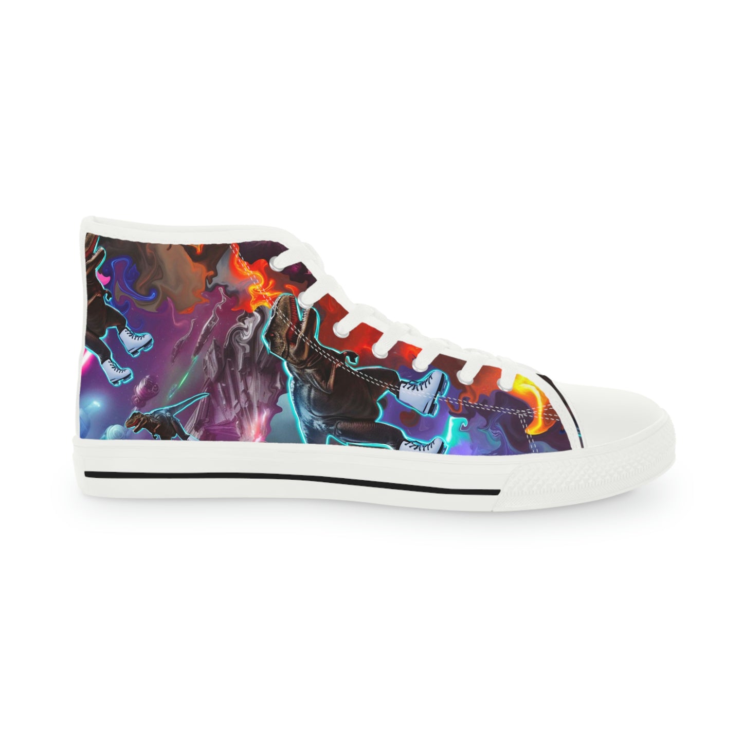 Men's High Top Sneakers “Ice Skating T-Rex”