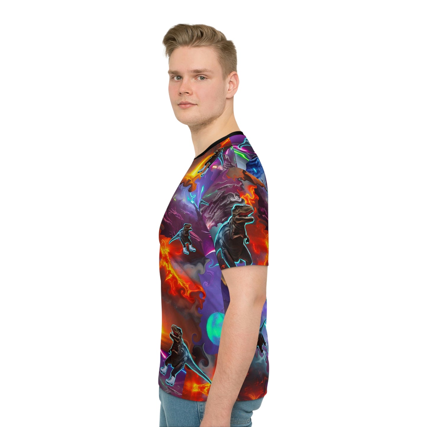 Men's Loose T-shirt All over All over print “Ice Skating T-Rex”