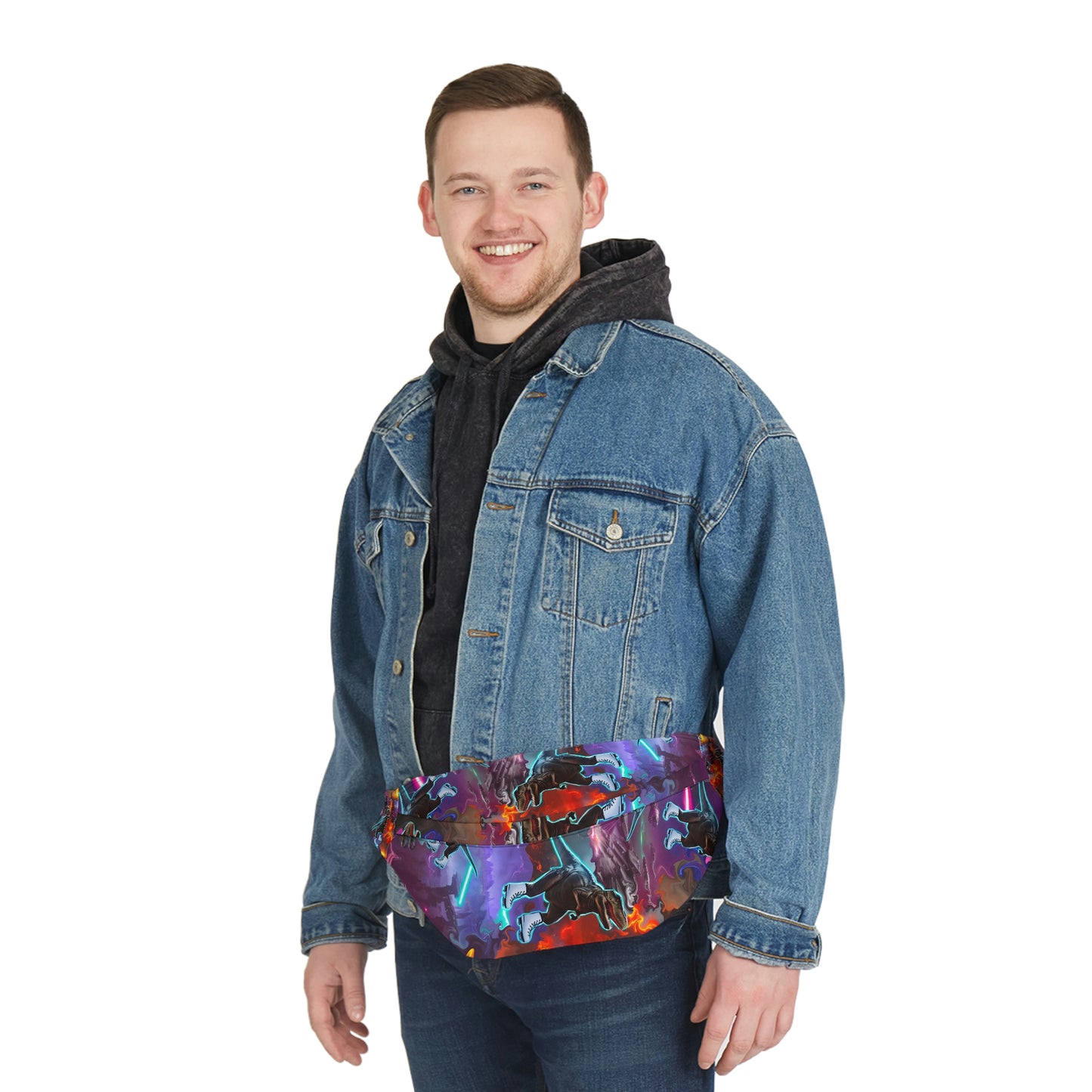 Large Fanny Pack “Ice Skating T-Rex”